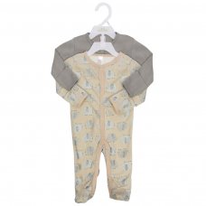 CC213-SS: Boys 2 Pack Sleepsuits (0-6 Months)